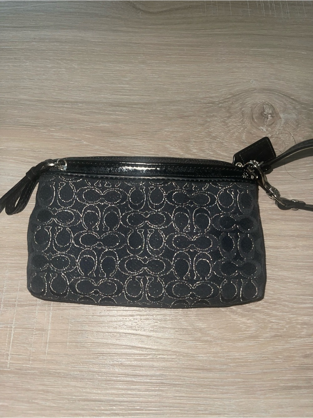 Coach Black Signature Wristlet Pouch
